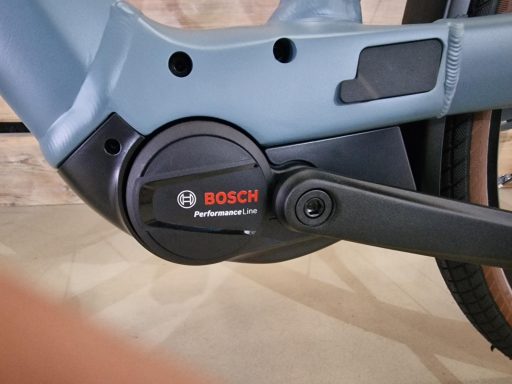Bosch Motorantrieb an einem Fahrradrahmen.
